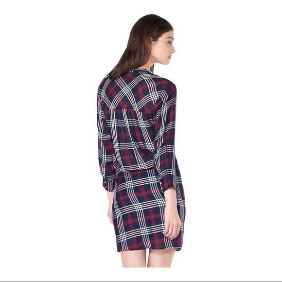 VERONICA BEARD Red Blue Plaid Emory Ruched Zipper Mini Dress Size 2 - Picture 9 of 12